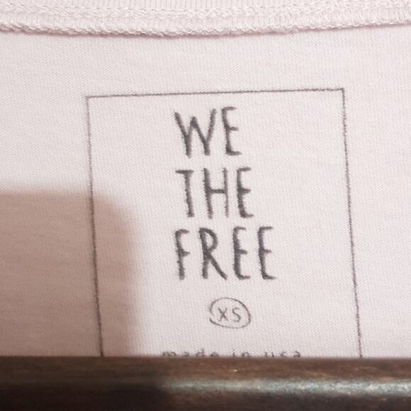 Free People We The Free 100% Cotton Pink Cold Shoulder Ruffle Crew Neck Top XS - Picture 4 of 5